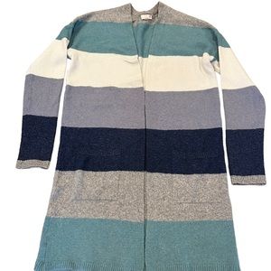 SO Colorblock Green Cream Gray Cardigan Sweater M